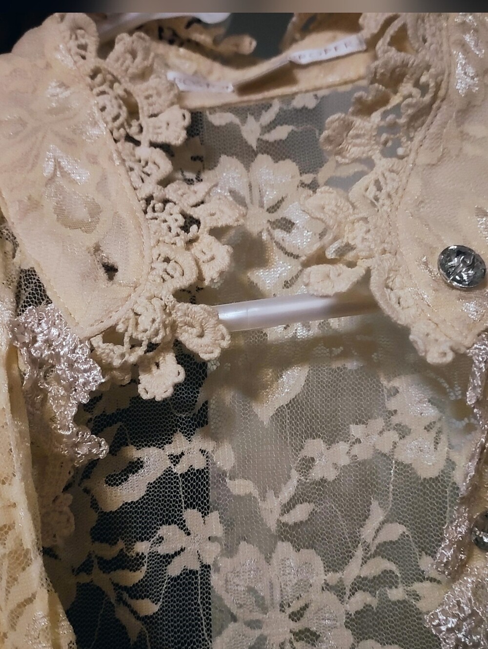 Elegant Boston Proper Vintage Style Lace Cardigan/Duster With Dazzle Buttons - Picture 3 of 9